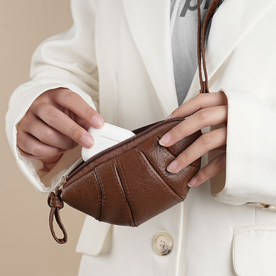 Korean-Style Croissant-Shaped Wallet Minimalist Texture Pouch Large-Capacity Coin Purse Simple Solid-Color Storage Bag