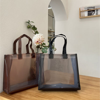 Black Transparent Tote Shopping Bag Green Composite Plastic PVC Packaging Bags Clothing Shopping Gift Bag Waterproof with LOGO