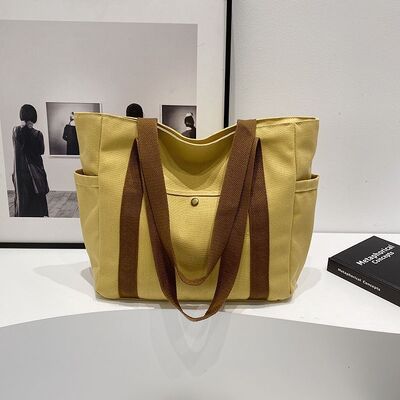 Large Capacity Tote Canvas Bag Work & Outings Stylish Commuting Versatile Literary Student Style Book-Carrying Shoulder Bag