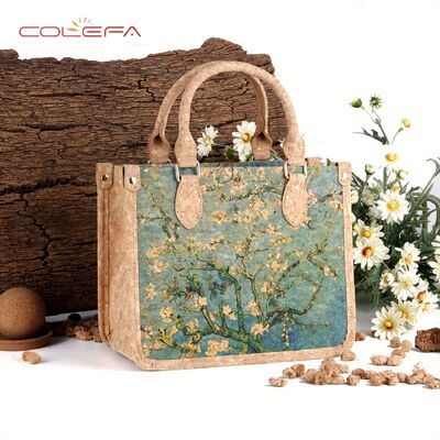 Custom Cork Tote Bag for Women Portuguese Bark Handbag Multi-Purpose Daily Casual 2026 New Handheld Eco-Friendly Style