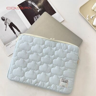 Customized Korean Cute Cloud Embroidery Pad Tablet Case 11/13/15-inch Laptop Storage Bags Polyester Made Lightweight with LOGO