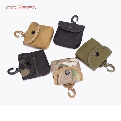Customizable Outdoor Use Leisure Mini Key Pouch Compact Wallet & Earbud Case Nylon Lightweight Camo Hook Style Bag