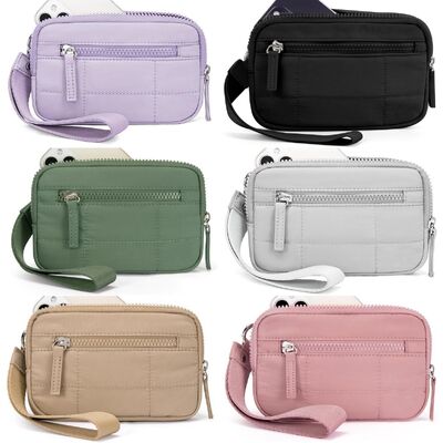 2026 New Customizable Best-Selling Polyester Mini Pleated Checkered Handbag with Transparent PVC Window Coin Purse Clutch