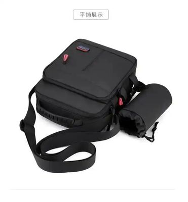 Custom Unisex Man Bag Messenger Men's Crossbody Shoulder Bag Black With Water Bottle Holder