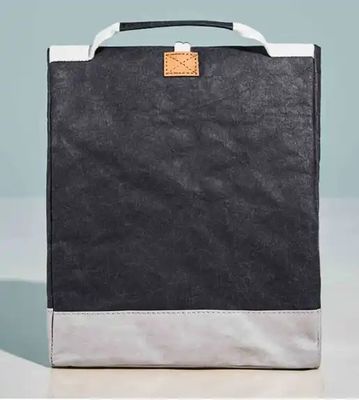 Washable Kraft Paper Insulated Cooler Lunch Bag Brown Grey Colored Reusable With Handle