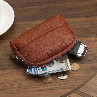 2026 Must-Have Vintage Textured Zipper Coin Purse Compact and Exquisite Key Organizer Mini Clutch Card Holder & Coin Pouch