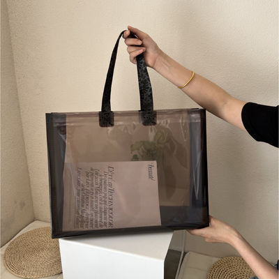 Black Transparent Tote Shopping Bag Green Composite Plastic PVC Packaging Bags Clothing Shopping Gift Bag Waterproof with LOGO