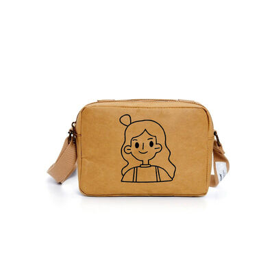 Customized DuPont Paper Crossbody Bags with Logo Printing Washable for Gifts Lightweight Easy to Carry Zipper Closure Bags