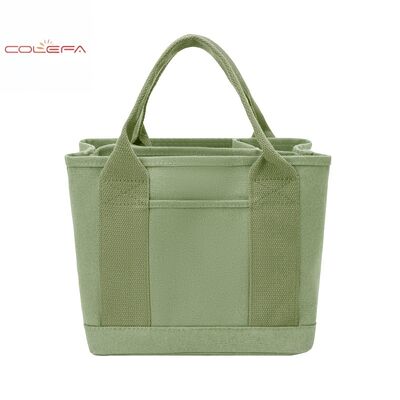 New Women's Canvas Mini Square Tote Bag Large Capacity Fashionable & Minimalist Lightweight with Multiple Compartments Storage