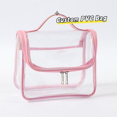 PVC Clear Makeup Bags for Women Wholesale Modern-Style Transparent Portable Handheld Minimalist Waterproof Travel Toiletry Pouch