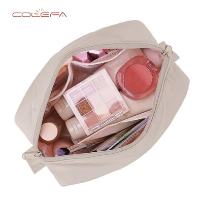 New Quilted Cosmetic Bag Thickened Quilted Washbag Cotton-Filled Fabric Travel Cosmetics Organizer Portable Storage Bag