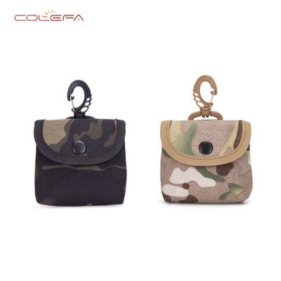 Customizable Outdoor Use Leisure Mini Key Pouch Compact Wallet & Earbud Case Nylon Lightweight Camo Hook Style Bag