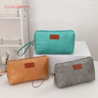 DuPont Paper Handheld Cosmetic Bag Retro Travel Tyvek Paper Waterproof Portable Washable Paper Toiletry Makeup Organizer Bags