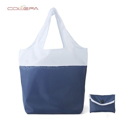 Color-Block Portable Eco-Friendly Shopping Tote Bag Recyclable Waterproof Polyester Foldable Large-Capacity Grocery Storage Bag