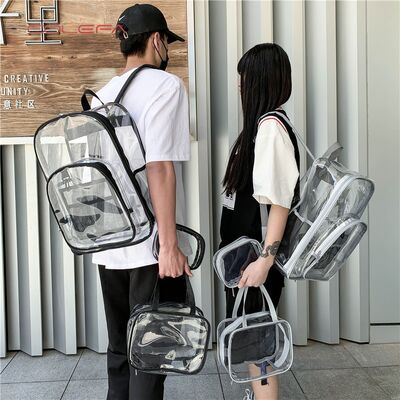 Colefa Manufacturer Direct Transparent PVC Made Backpacks LightWeight Transparent Color Waterproof Large-Capacity Student Backpacks with Customizable Logos