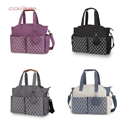 Colefa 2026 New Handheld Shoulder Mom Bag with Printed Geometric Pattern Pacifier Pouch Maternity Travel Outdoor Mom Bags