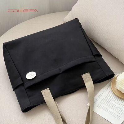 Japanese-Style Design Tote Bag Minimalist Artsy Student Commuting Canvas Tote Casual Shoulder Bag with Handle and Zipper Closure