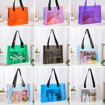 Wholesale Jelly-Color-Style PVC Bag Orange Pouch Supermarket Shopping Trendy Influencer Gift Packaging Bag with Custom LOGO