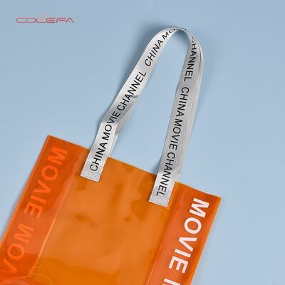 Wholesale Jelly-Color-Style PVC Bag Orange Pouch Supermarket Shopping Trendy Influencer Gift Packaging Bag with Custom LOGO