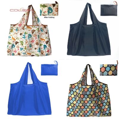 210D Oxford Portable Eco-Friendly Grocery Shopping Bag Lightweight Waterproof Shoulder Tote Large Capacity Foldable Shopping Bag