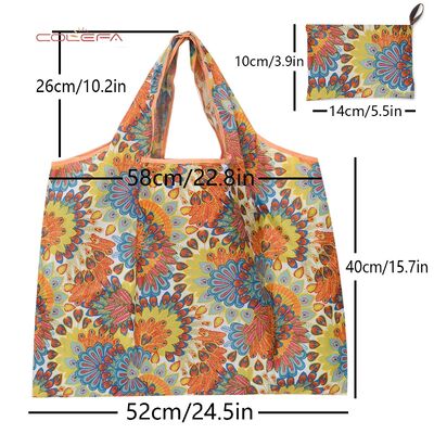 210D Oxford Portable Eco-Friendly Grocery Shopping Bag Lightweight Waterproof Shoulder Tote Large Capacity Foldable Shopping Bag