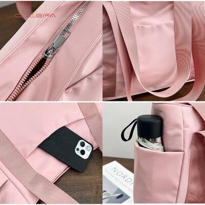 Women's Bag Japanese-Style Solid Color Tote Bag Large Capacity Shoulder Bag Casual Minimalist Mom Bag Canvas Fabric Handbag