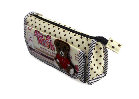 Fashion design cotton canvas pencil bag with zipper pen box for school students