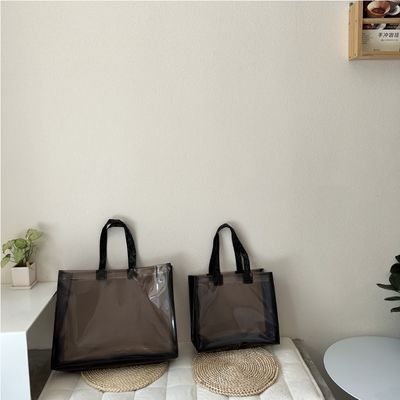Black Transparent Tote Shopping Bag Green Composite Plastic PVC Packaging Bags Clothing Shopping Gift Bag Waterproof with LOGO