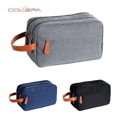 Men's Travel Toiletry Bag Double-Layer Large Capacity Cosmetic Pouch Solid-Color Oxford Storage Bag Convenient Handheld Tote