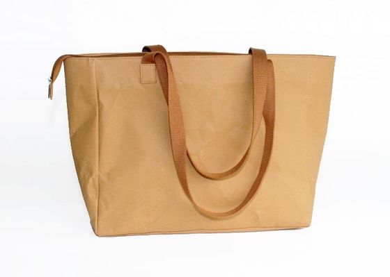 Устойчивые сумки дам хозяйственной сумки бумаги Kraft сумок Tote Брауна Washable с изготовленным на заказ логотипом
